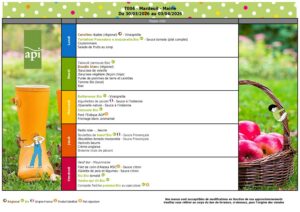 Menu : 30/03 - 03/04