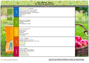 Menu : 14/09 - 18/09