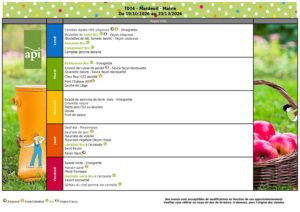 Menu : 19/10 - 23/10